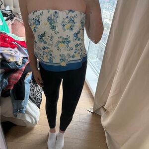 Abercrombie & Fitch Floral Strapless Top - White and Blue